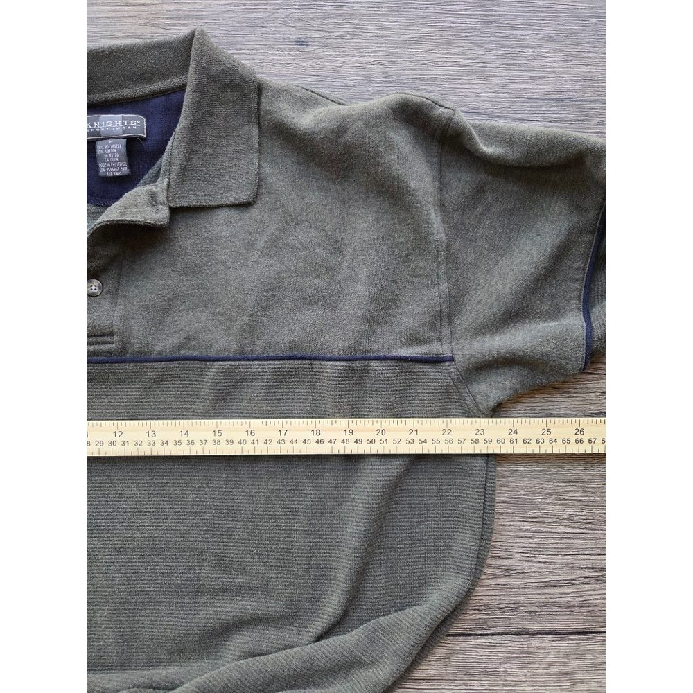 VTG Knights Sportswear Mens M Polo Sweatshirt Olive Green Preppy Old Money Rugby - Picture 5 of 7